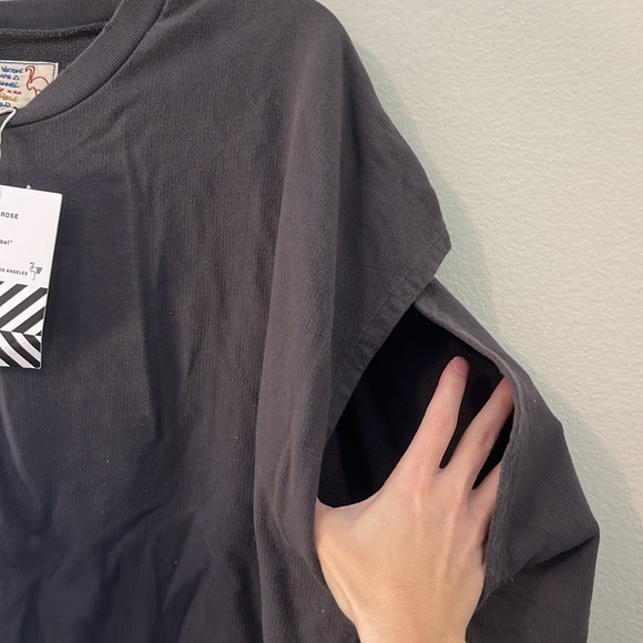 Sandrine Rose x Free People Deconstructed Sweatshirt Charcoal Gray Small New NWT - Picture 6 of 6